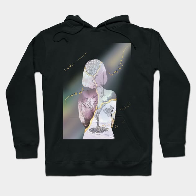 Kintsugi Girl Healing Light Hoodie by bittergodart